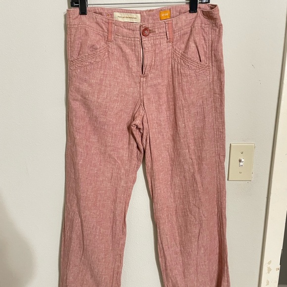 Pilcro and the Letterpress Linen Blend Pants Size 6 Pink Wide Leg - Picture 2 of 6